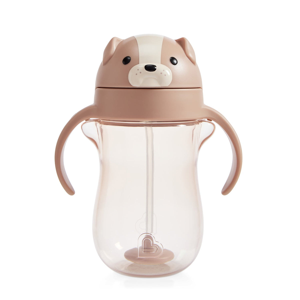 Children's sippy cup with a dog design on a white background