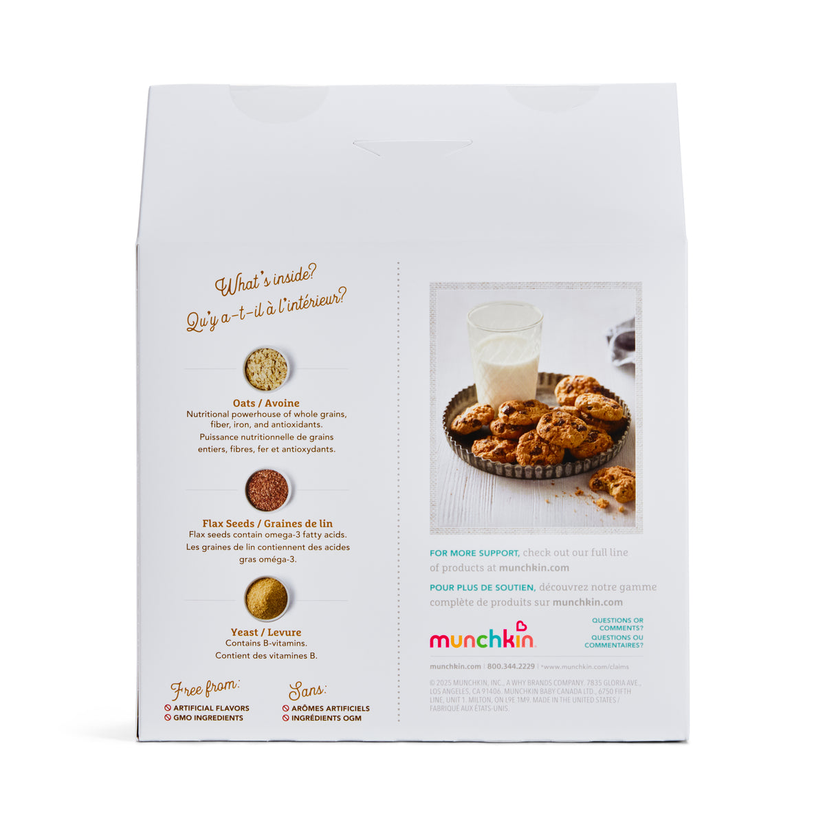 Cookies with chocolate chips and oats on a white background