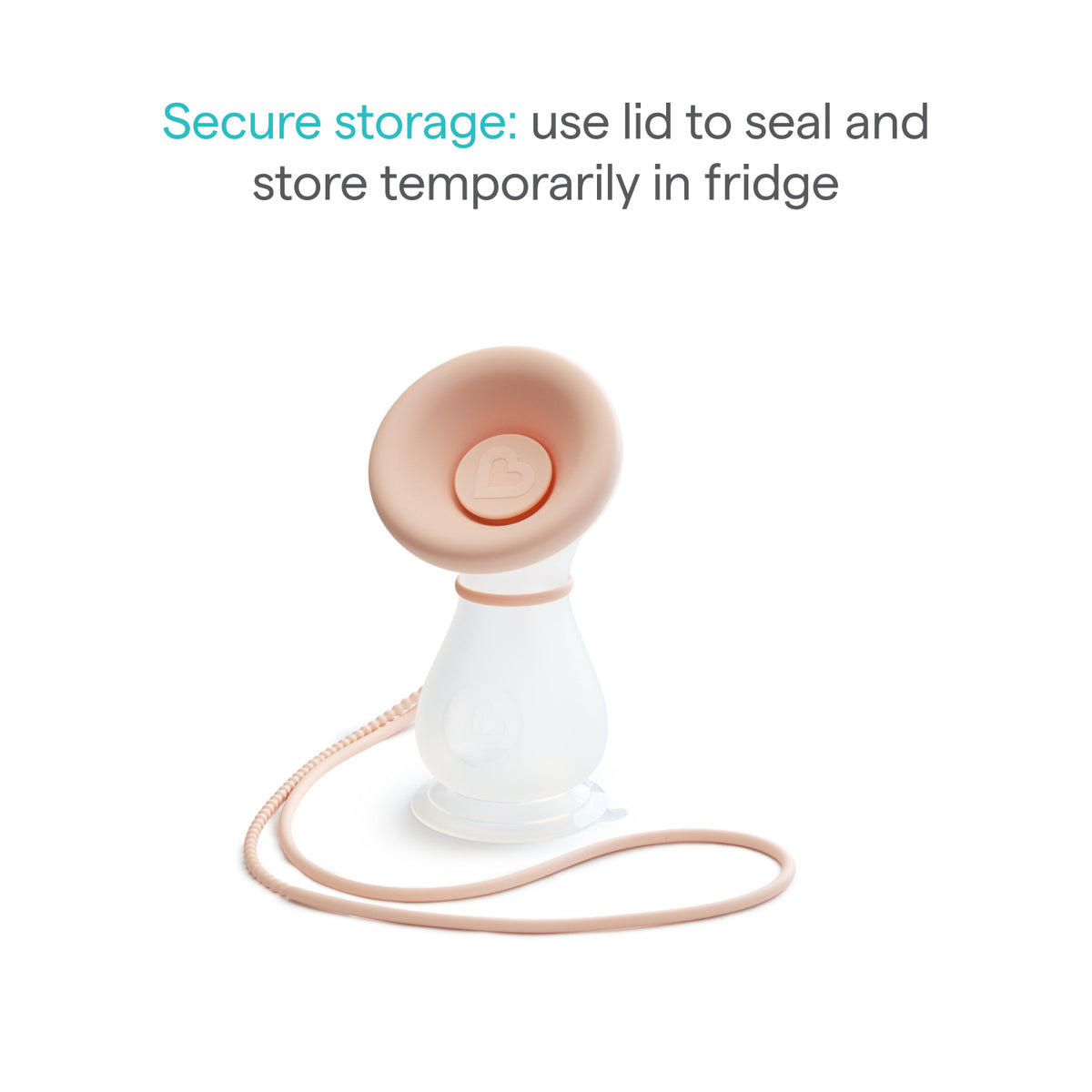White and pink container with a lid on a white background, featuring text about secure storage.